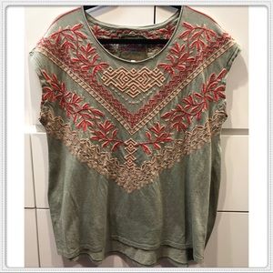 JWLA Johnny Was Embroidered Cotton Shirt L, EUC